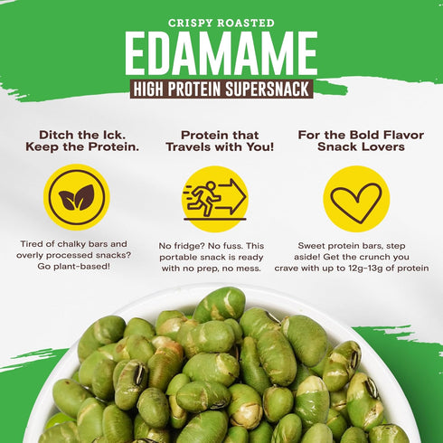 12g-13g 18-Pack 1.05oz Pack Biena Crispy Roasted Edamame Beans Snack High Protein Low Carb Snack for Adults & Kids