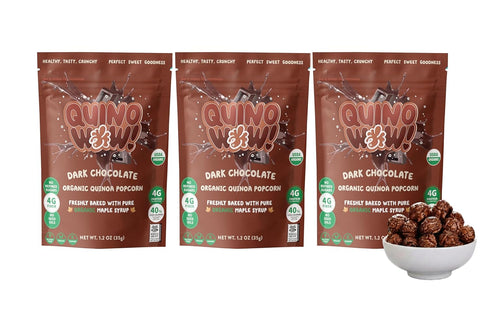QuinoWow! Organic Quinoa Popcorn Low Sugar, High Fiber, Air Popped, Vegan &