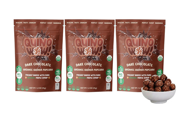 QuinoWow! Organic Quinoa Popcorn Low Sugar, High Fiber, Air Popped, Vegan &