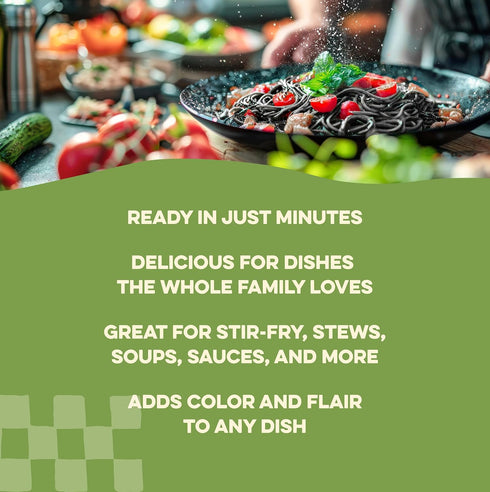 10oz (Pack 6) Al Dente Squid Ink Fettuccine All-Natural, Hand-Crafted Egg Pasta. Delicious and Versatile - Classic