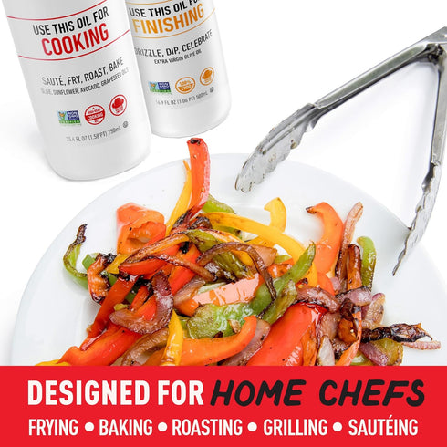 2 Pack Set 16.9 Oz (2 Set) Chefs Life Cooking Oil & Finishing Oil - Extra Virgin Olive and Avocado Oil, Gift