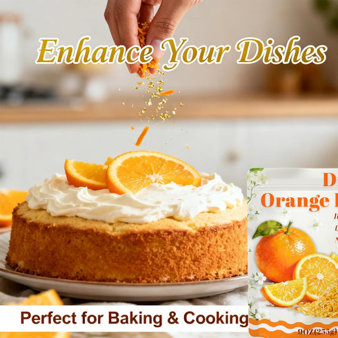 9oz 100% Dried Orange Peel Zest Natural Zesty Citrus Flavor Granules for Baking, Cooking, Tea & Seasoning - Add a Burst