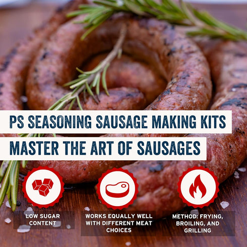 Summer 25 lbs PS Seasoning Jalapeno Sausage Kit - Includes Sausage Seasoning Mix, Cure, and Casings for up to of Meat