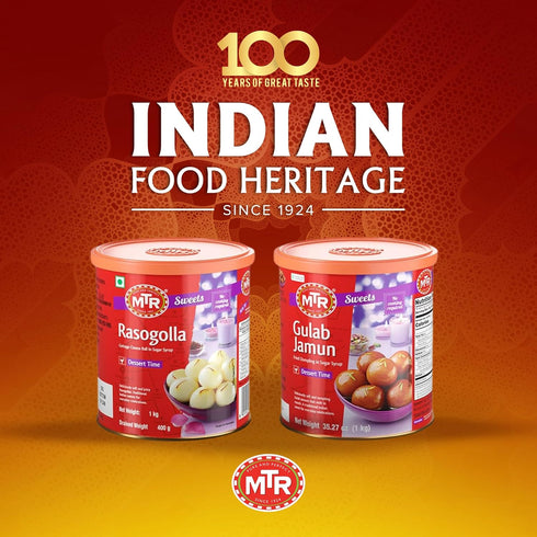 35.7 oz (Pack 2) MTR Gulab Jamun - Traditional Indian Sweet Soft & Melt-in-the-Mouth Texture Easy to Prepare at Home No