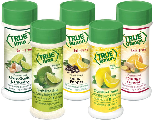 True Citrus Lemon Pepper, Lime Garlic & Cilantro, Orange Ginger - Seasoning Salt Spice Shaker Kit, (Pack of 5)