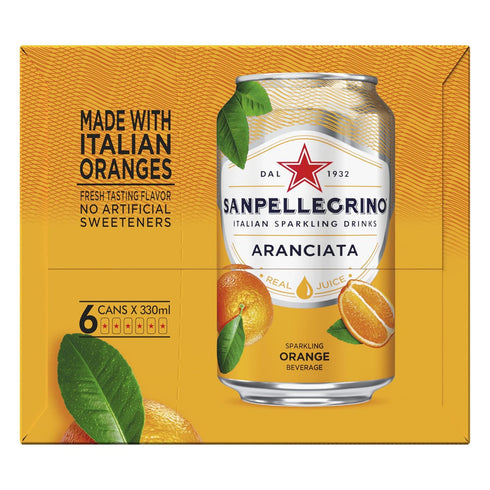 11.15 Oz 6 Pack Sanpellegrino, Orange Italian Sparkling Drinks, Fl Cans
