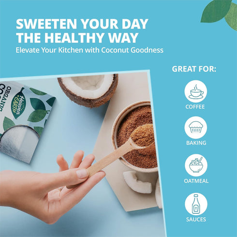 16oz (3 Pack) Heaven & Earth Organic Coconut Sugar, | Low Glycemic | Unrefined Sugar Alternative | Natural Sweetener |