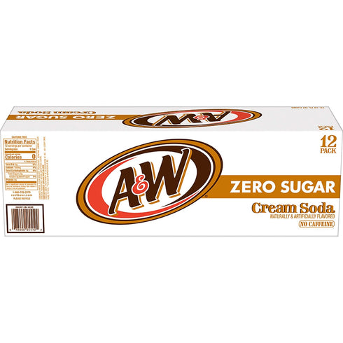 12 oz 12 pack A&W Cream Soda Zero Sugar, fl cans