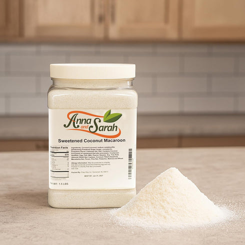 (1.5 Lbs) Anna and Sarah Sweetened Macaroon Coconut, Gourmet Macaroon Coconut Gluten Free, Kosher, in Resealable Jar