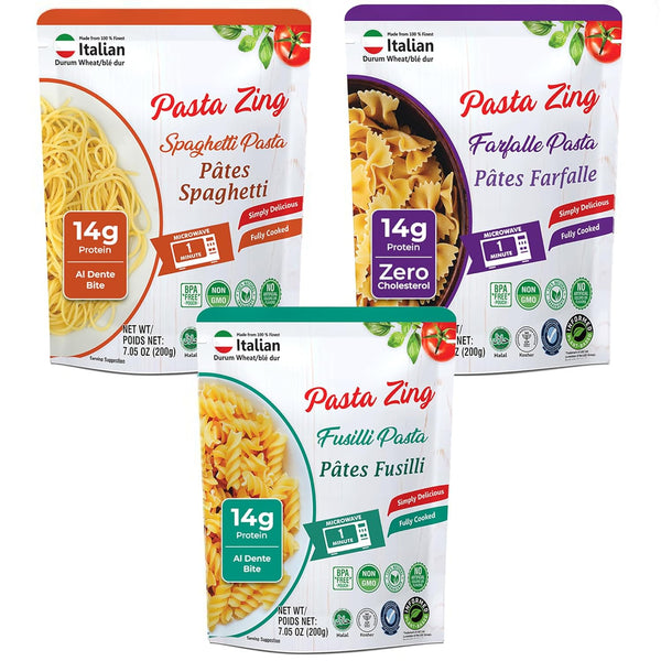 Pasta Zing Microwavable Variety Pasta Pack of 7 | 2x Farfalle |