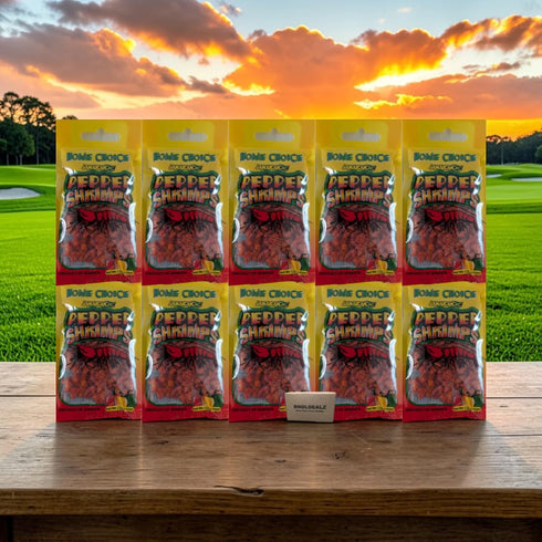 BNDLDEALZ 10 Pack (12g Jamaican Peppered Shrimp Bundle Each) Featuring Home Choice Dried Peppered Seafood Snack, Spicy