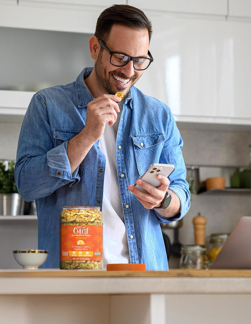12 oz Just the Cheese Minis Cheese & Aged Cheddar Blend Crisps, Jar, Delicious Low-Carb Lifestyle Protein Chips