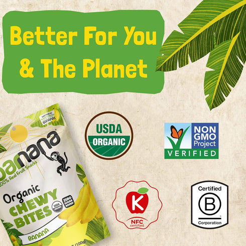 (3.5 oz, 3-Pack) Barnana - Organic Chewy Banana Bites, Original, Chewy Banana Snack, Made With Real Fruit, High