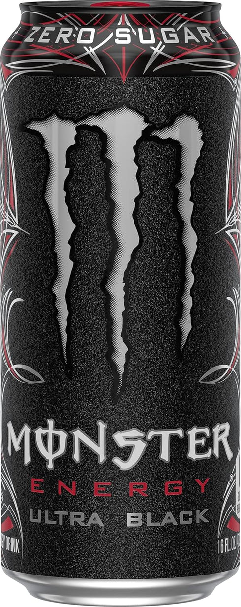 16 Pack 15 Monster Energy Ultra Black, Sugar Free Energy Drink, Ounce |