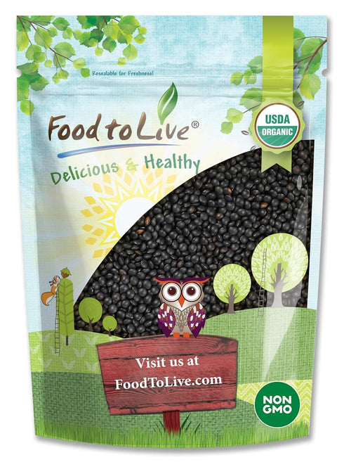 Food to Live Organic Black Lentils, 2 Pounds Non-GMO, Whole Dry Pulses,