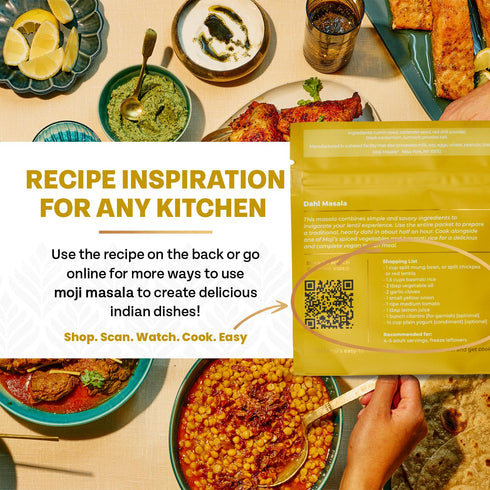 moji masala Indian Spice Kits – Dahl Masala Spice Blend – Vegan Seasoning Set for Authentic Indian Food at Home –
