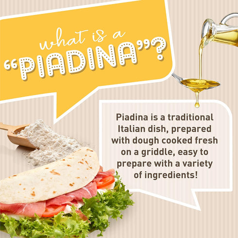 4 Packs (16 Fresco Piada Italian Flatbread Total) | Authentic Piadina Bread Made in Italy | Recipe with oil | Vegan, No