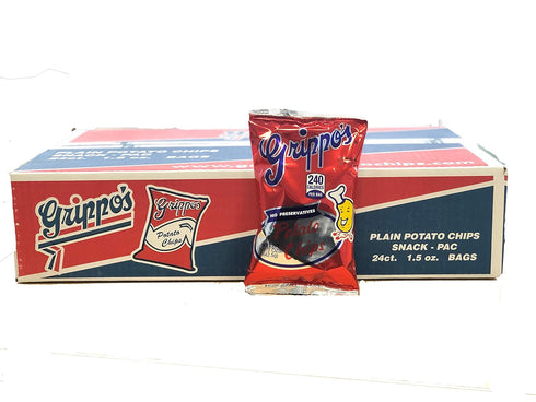 Grippo's Plain Potato Chips - 1.5 Oz Bags 24 Count
