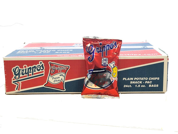 Grippo's Plain Potato Chips - 1.5 Oz Bags 24 Count