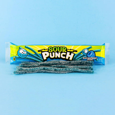 Sour Punch 48 Oz Straws, Sweet & Sour Flavored Soft, Chewy Candy, Tray, Blue Raspberry