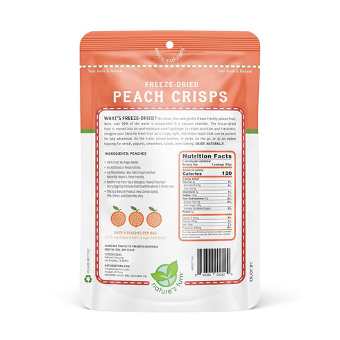 Pack 12 (1.2 oz Nature's Turn Freeze-Dried Fruit Snacks, Strawberry and Peach Crisps, of Each)