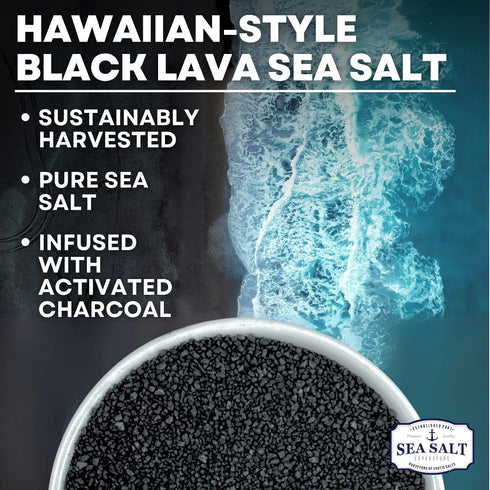 14 Oz Black Lava Hawaiian Sea Salt Infused with Activated Charcoal Hawaiian-Style Black Salt for Seasoning, Grilling