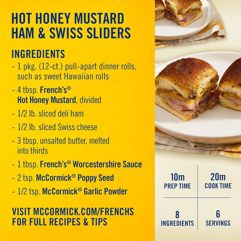 12 oz (Pack 4) Frenchs Mustard, Hot Honey, Sweet with a Kick of Heat, Sandwich Spread, Dipping Sauce, For Hot Dogs
