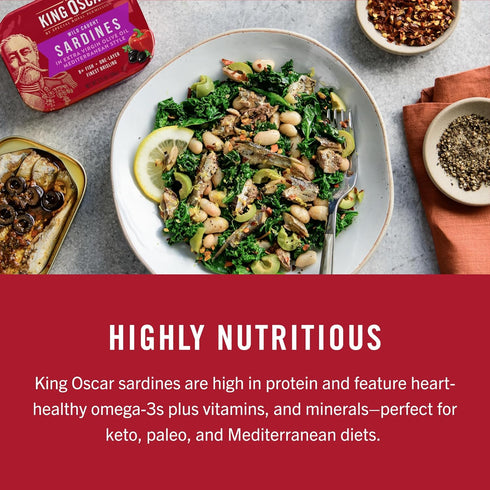 4.38 (Pack 1), King Oscar Sardines in Olive Oil, Ounce Cans of Skinless & Boneless, Wild Caught Canned Sardines