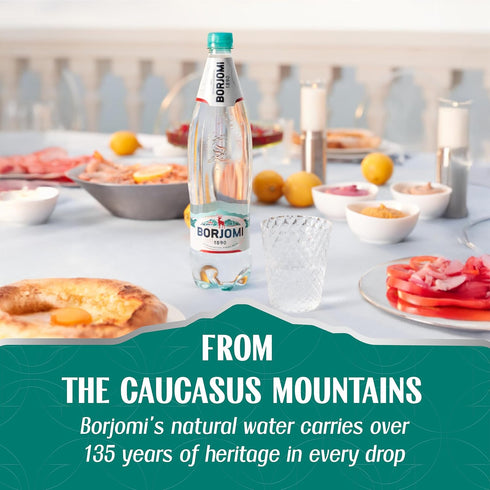 25.3 oz, 6 Pack BORJOMI Sparkling Natural Mineral Water, with Natural Gut-Healthy Minerals, Naturally Alkaline, Crispy