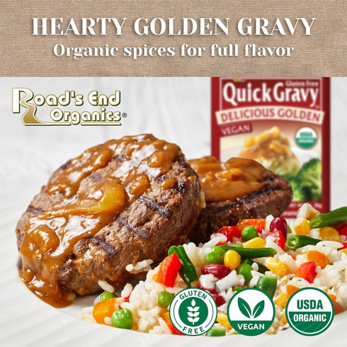 Roads End Organics Golden Organic Gravy Mix - Vegetarian Gravy Packets, Vegan Gravy Powder - 1 Oz (Pack of 12)