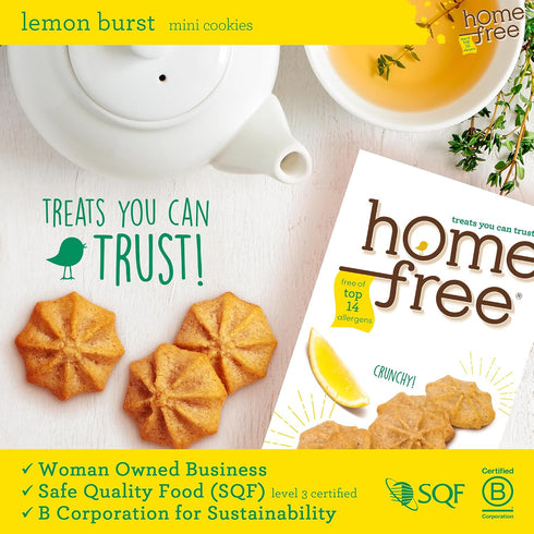 5 Oz (Pack 1), Homefree Mini Lemon Burst Cookies, Gluten Free, Nut Free, Vegan, School Safe and Allergy Friendly