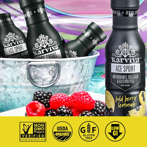 6 12 oz ACE Recovery Antioxidants Juice, Energy Booster Drinks for Sports, Real Fruit, Natural Collagen, Electrolytes
