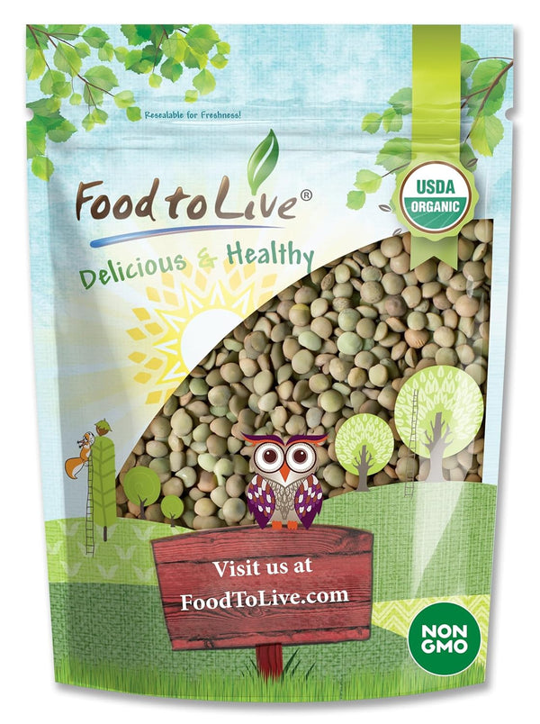 Food to Live Organic Whole Green Lentils, 2.5 Pounds Non-GMO, Dried Raw