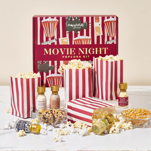 Set, 10 5 Thoughtfully Gourmet, Movie Night Popcorn Includes Yellow and Mixed Popcorn Kernels, Paper Bags, Seasonings