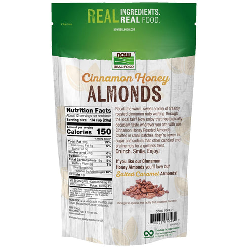 12-Ounce (340 NOW Foods, Cinnamon Honey Coated Almonds, Crafted in Small Batches, g)