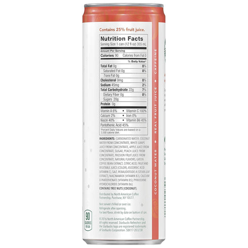 12 Oz (Pack 12) Starbucks Refreshers, Peach Passion Fruit, Fl Cans