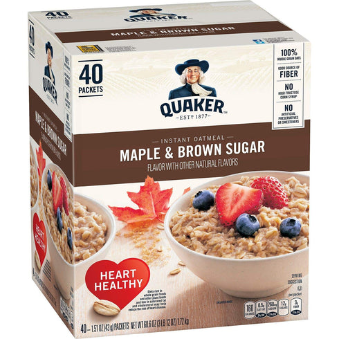 Quaker Instant Oatmeal Maple Brown Sugar - 40 Count (3 Pack)