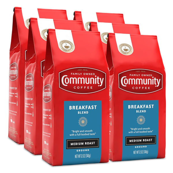 Community Coffee Breakfast Blend 72 Ounces Ground Coffee, Medium Roast, 12 Ounce