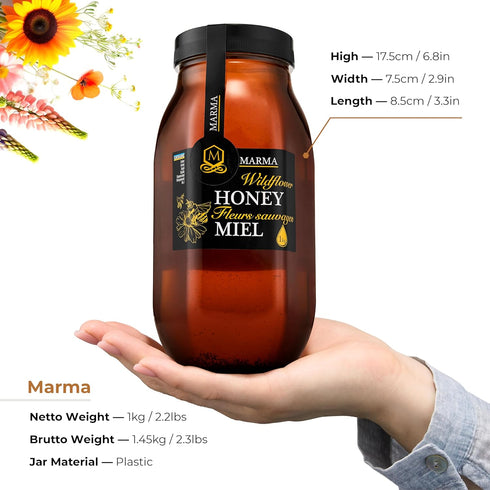 100% 1000g/35.2oz Pack 2 HONIGMA Marma Wildflower Honey | Authentic Raw Honey from Ukraine | Pure & Unpasteurized | |