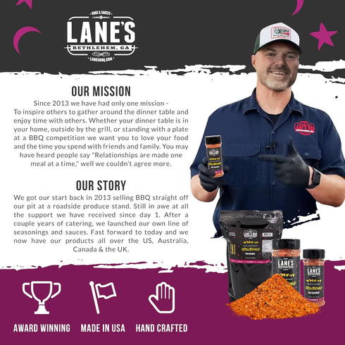 Lane's Spellbound Pork Rub Seasoning - Premium Sweet & Smoky Pork Butt, Rib & Chicken Rub | Gluten Free, No MSG - 11.7oz