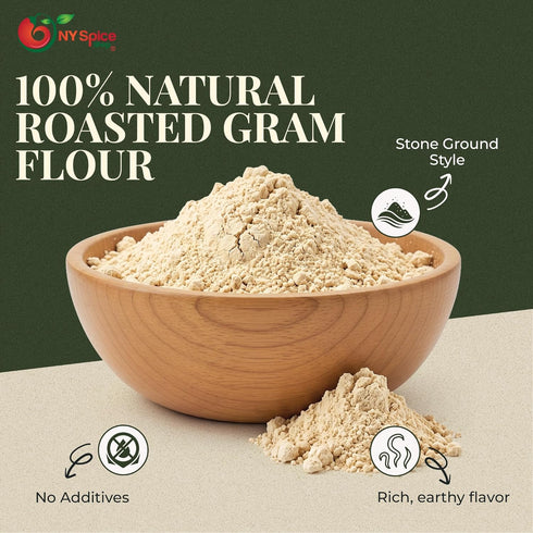 5 NY SPICE SHOP Sattu Flour - Chana Sattu Powder - Healthy Drink with Roasted Gram Flour - Atta with High Fiber - Sattu