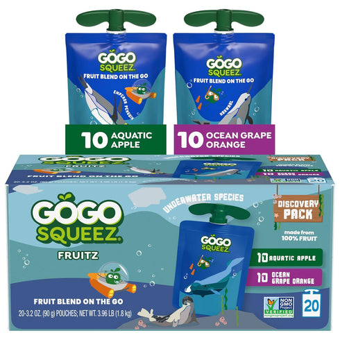 GoGo squeeZ No Sugar Added Applesauce and Fruit Puree Underwater Species Discovery