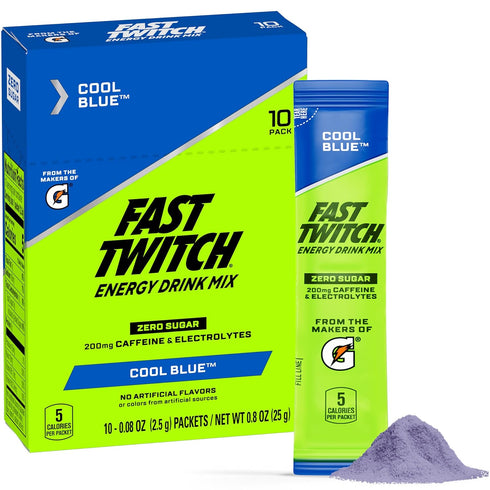 Fast Twitch Energy Drink Mix from Gatorade Powder Sticks, Cool Blue, 0.08oz