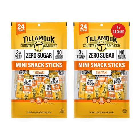 Tillamook Country Smoker Zero Sugar Teriyaki Mini Smoked Sausages, 0.33 oz, 48