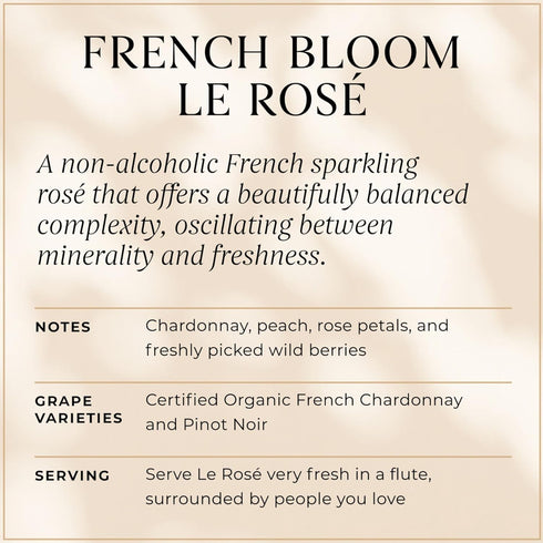 0.0% 750ml French Bloom Le Ros, Alcohol-Free Sparkling Wine, - Certified Organic, Vegan, Low Calorie, Pregnancy