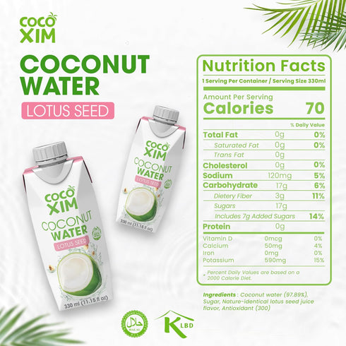 11 oz (Pack 12)|100% COCOXIM Ready to Drink Coconut Water with Lotus Seed Extract of Natural & Fresh with Electrolytes