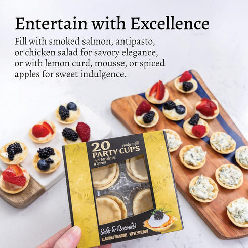 2.10 oz (Pack 4), 80 Sable & Rosenfeld Ready to Fill Party Cups, Mini Pie Shells of Pastry Cups, Sweet or Savory Tartes