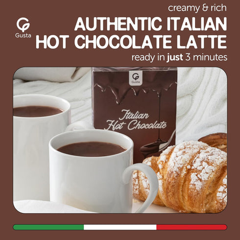 10 Packets Italian Hot Chocolate Latte Smooth & Creamy Cocoa Drink Mix with Milk Authentic Made in Italy Comforting
