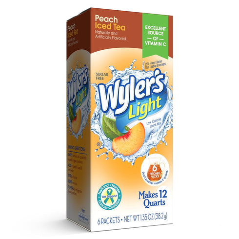 Wyler's Light Pitcher Packs, Water Drink Mix,Peach Iced Tea,6 Pitcher Packets