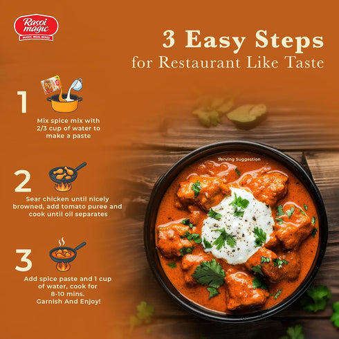 (Pack 6) 15 50g Packet Rasoi Magic Spice Mix for Butter Chicken of | Ready to cook | No Added Preservatives, No